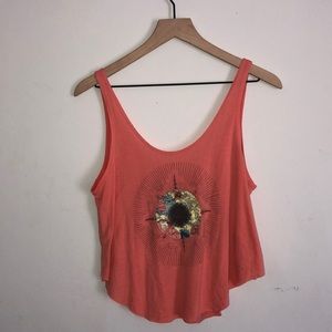 rvca pink crop graphic tank